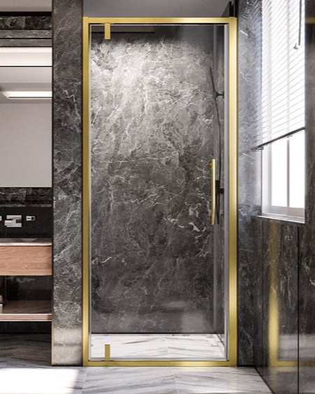 Rosery BY-P711 8mm glass pivot shower door with aluminium frame, SUS304 pivot and magnetic closure