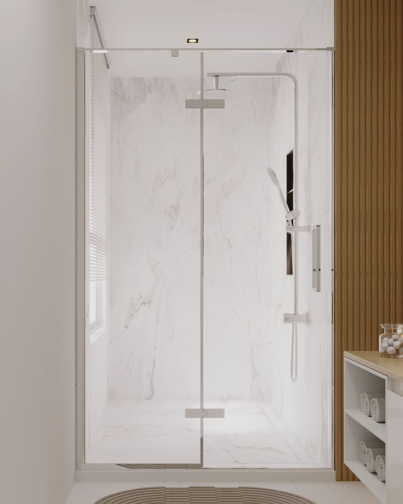Rosery CI-P721 8mm glass shower door with aluminium frame and reversible installation