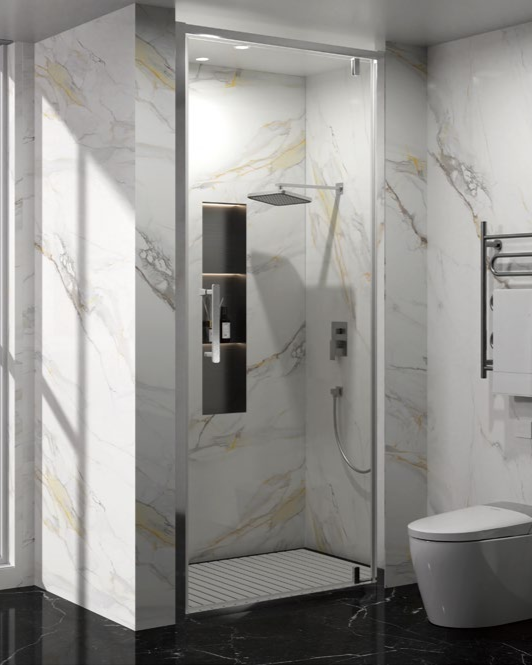 Rosery DF-P711A 6mm glass inward folding shower door with aluminium frame and fast installation design