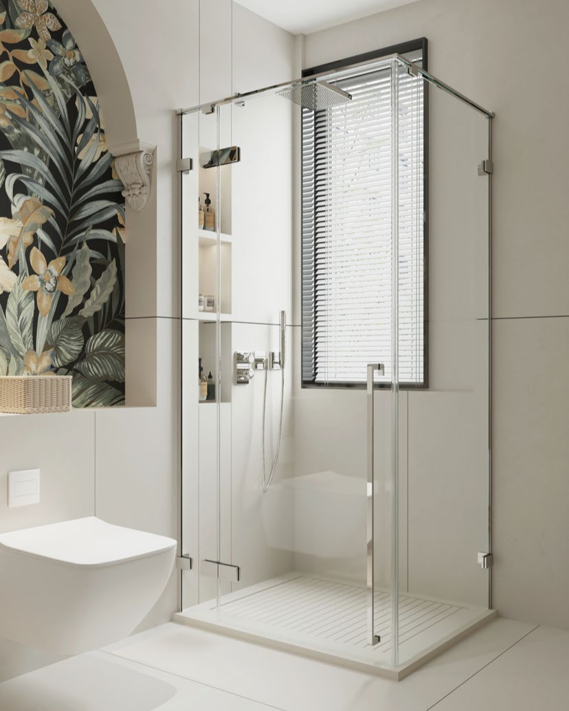 Rosery DV-P721-SP 10mm glass shower door with stainless steel frame and hydraulic soft-close hinge