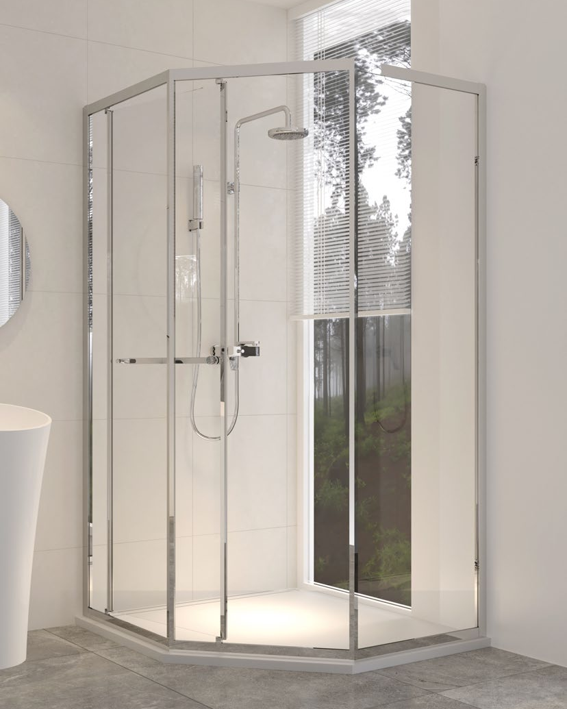 Rosery EG-S331 8mm glass sliding shower door with aluminium frame and magnetic closure