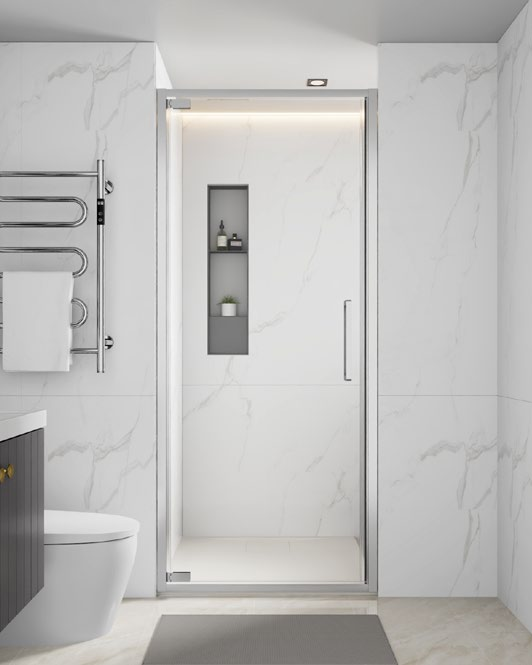 Rosery EI-P711 8mm glass swing shower door with aluminium frame and quick adjustment profile
