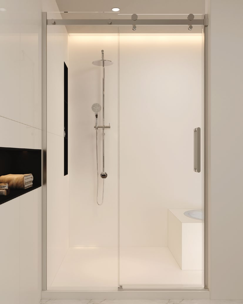 Rosery EY-S721 8mm glass sliding shower door with aluminium frame and 76mm adjustment