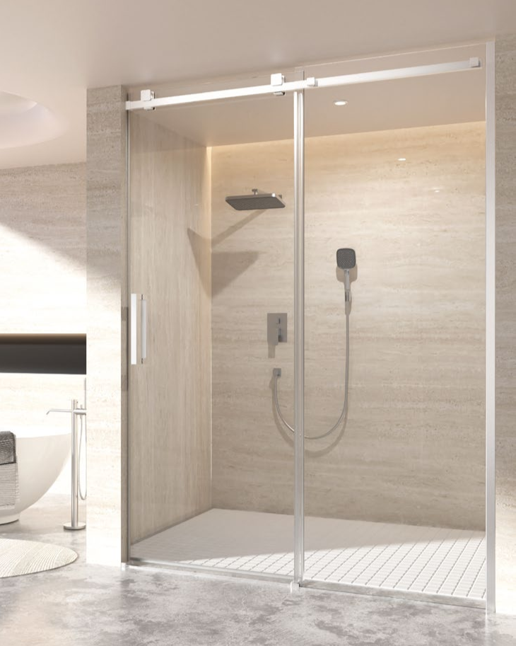 Rosery FM-S721 8mm glass sliding shower door with aluminium frame and square roller system