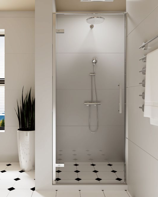 Rosery FT-P711 10mm glass pivot shower door with stainless steel frame and support bar glass clamp