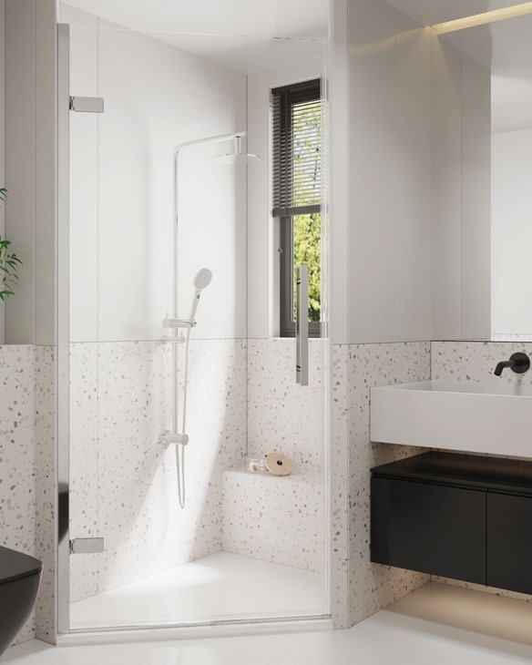 Rosery VX-P711 pivot shower door with 6 or 8mm glass and 7mm ultra-thin hinge design
