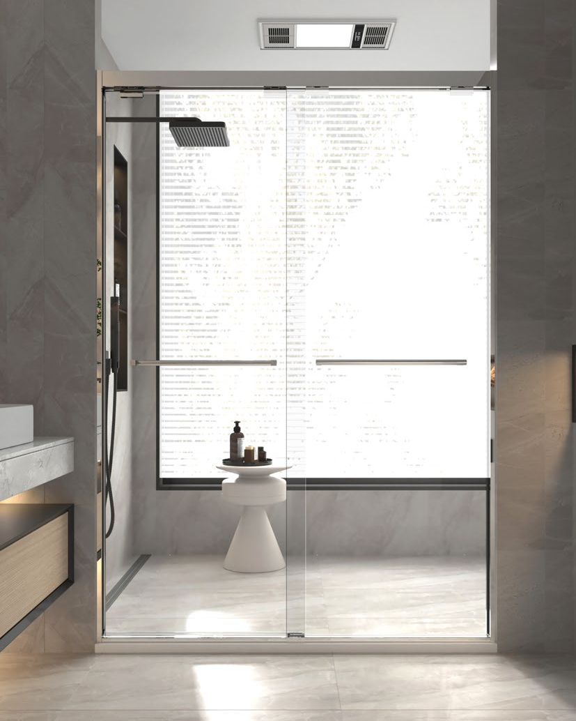 Rosery DC-S722 8mm glass sliding shower door with soft-close system and self-cleaning rail groove