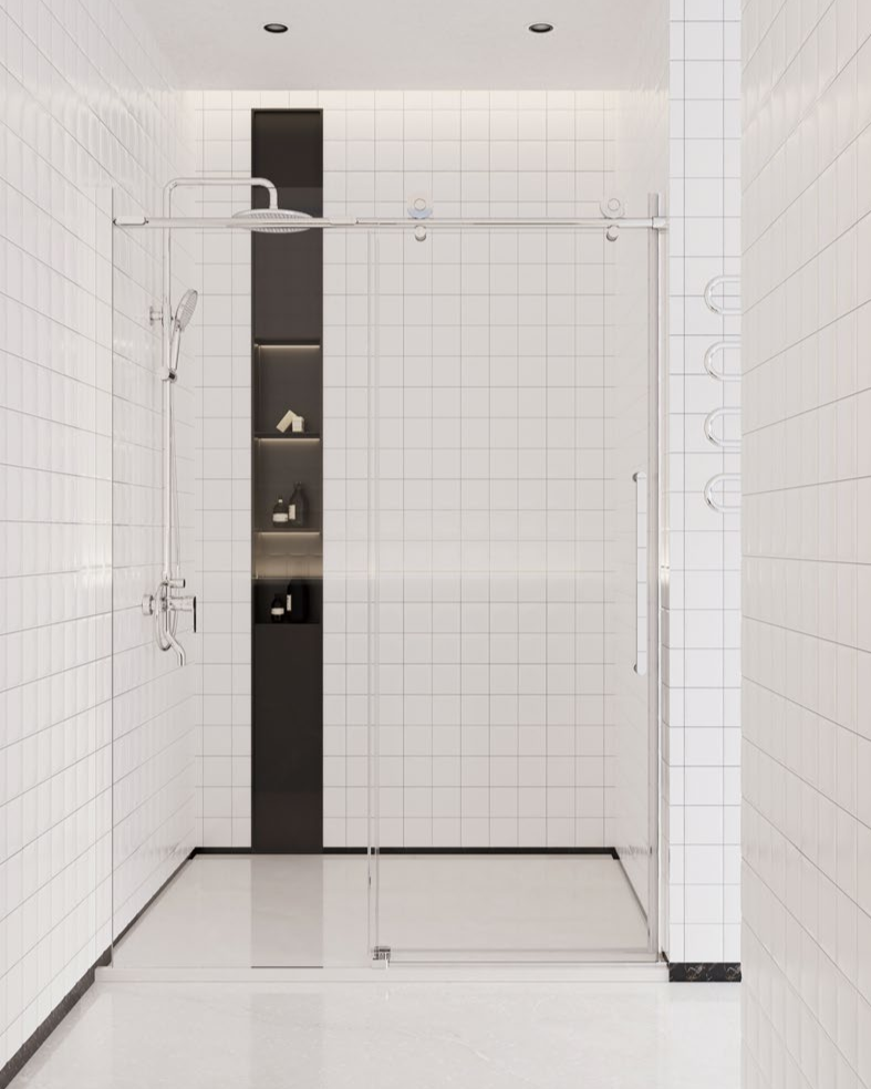 Rosery DH-S721 10mm glass sliding shower door with Φ70 suspension roller and aluminium frame