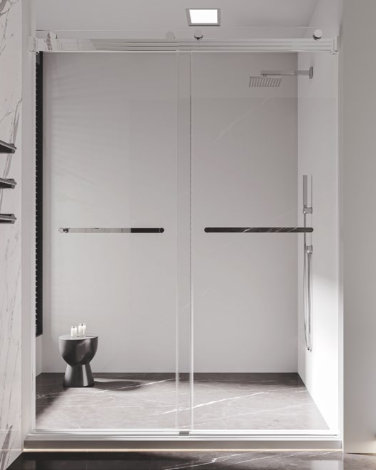 Rosery GB-S722 10mm glass sliding shower door with stainless steel frame and roller system