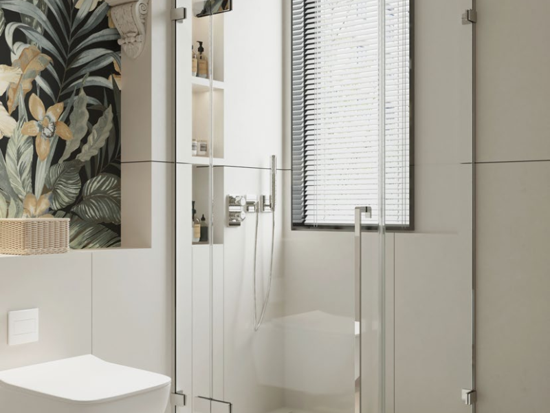 Rosery DV-SP 10mm glass frameless shower door with stainless steel hardware, self-closing hinge and hidden screws